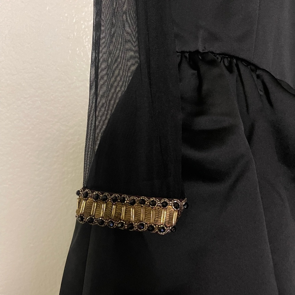 YT by Travilla 1980s Vintage Mesh & Beaded Neckline Gown in Black *AS IS - Picture 9 of 11